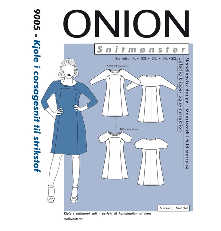 overgive Gå op og ned Afdæk Onion 9005 snitmønster - Plussize kjole med corsagesnit