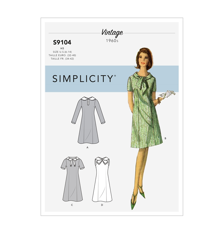 Simplicity S9104R5 - 60er kjole med variationer.